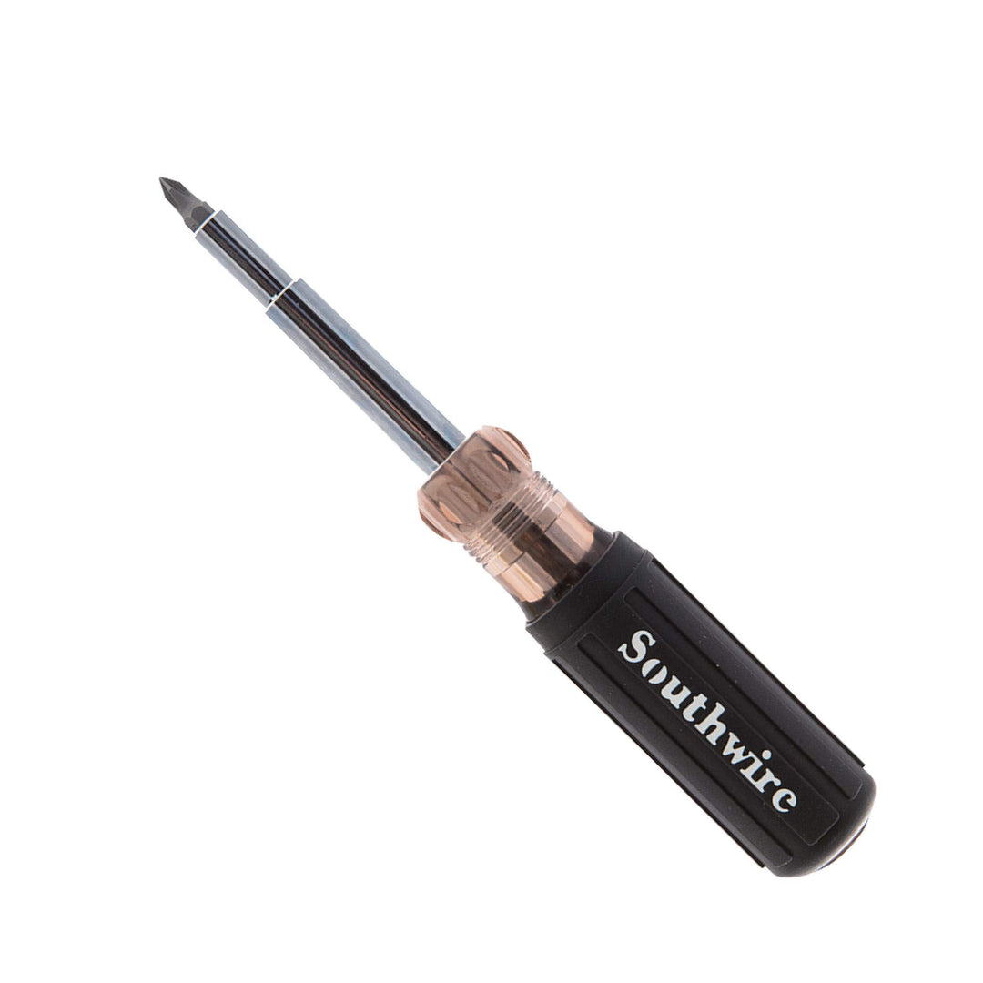 Southwire 59723940 12-in-1 Multi-Bit-Schraubendreher; austauschbare Bits; Komfortgriff; Sechskant 1/