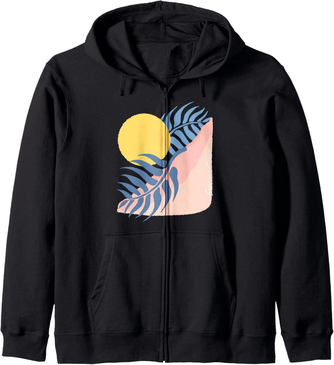 Trendy Minimal Summertime Sun & Leaf Kapuzenjacke