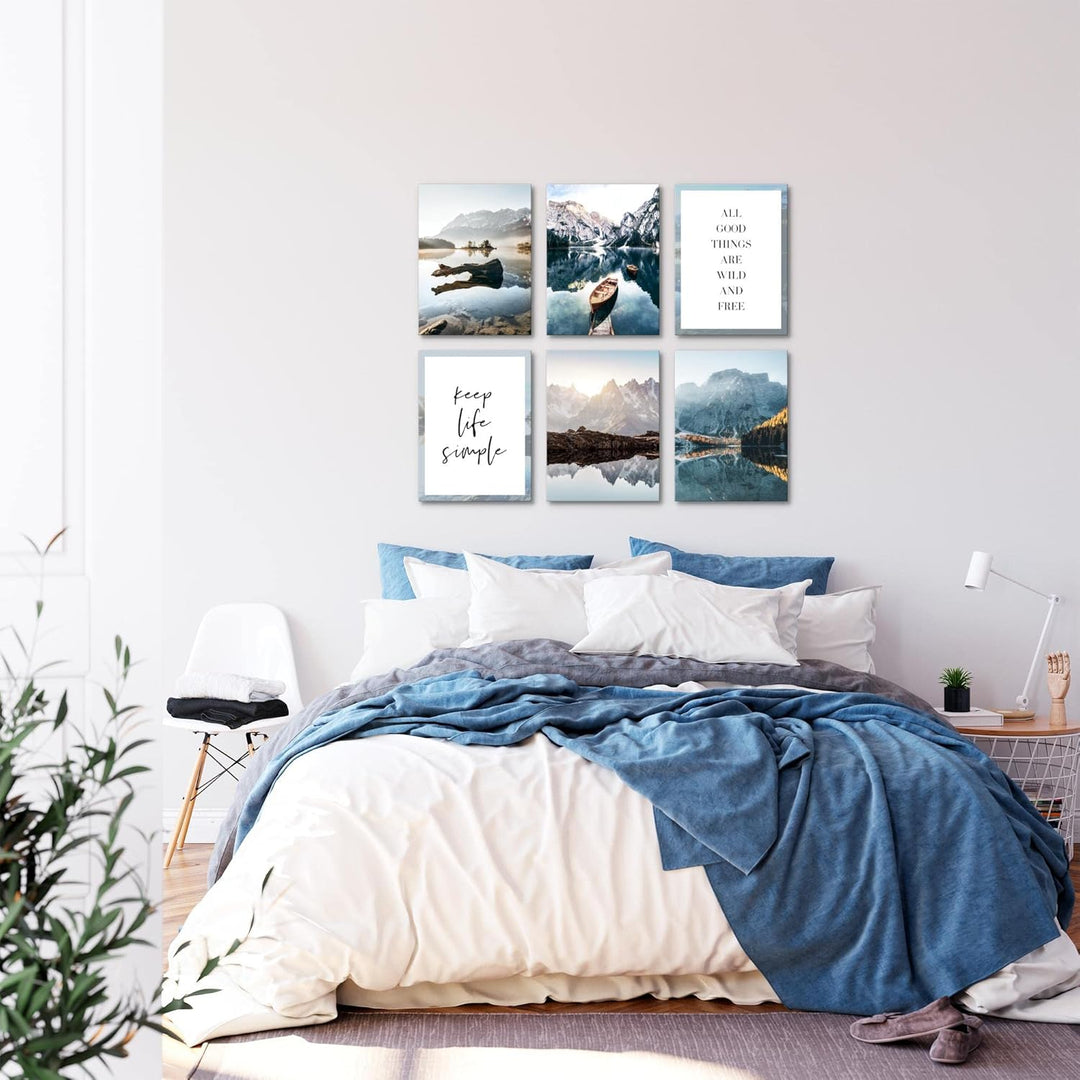 Novart Wandbilder - KEIN EXTRA RAHMEN BENÖTIGT - Wohnzimmer Schlafzimmer Flur - Bilder Modern Berge