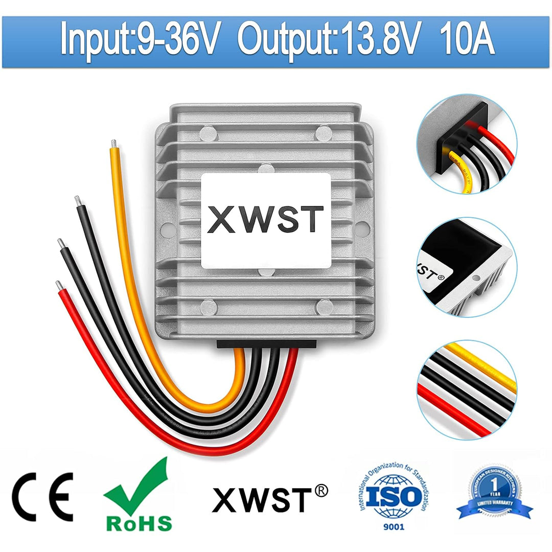 XWST DC DC 9-36V(12V 24V) zu DC 13.8V Aufwärts- und Abwärtswandler Spannungswandler 10A 138W Auto Ne
