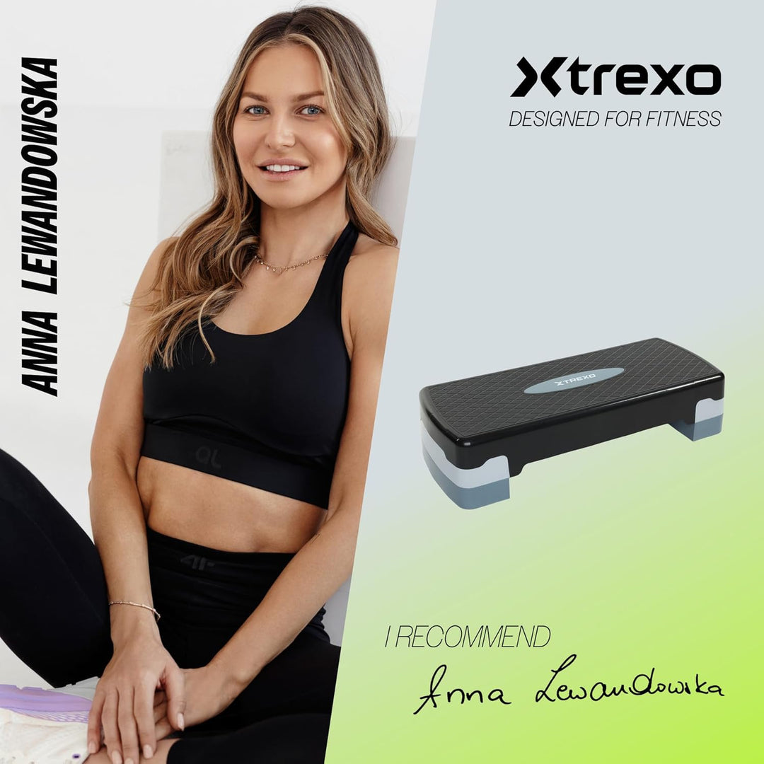 TREXO Aerobic Step 68 x 28 cm Für Cardio- und Fitnesstraining Höhenverstellbar 15-20 cm Langlebig au