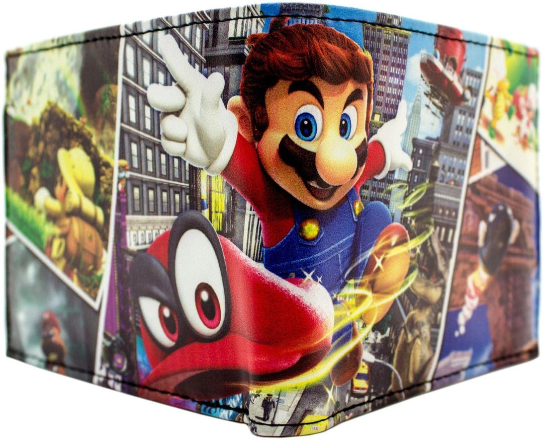 Mario Odyssey Königreiche Abenteuer Marios Mützenwurf Geldbörse/Geldbeutel Bi-Fold Münzfach & Karten