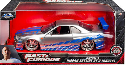 Nisan Skyline GT-R R34 Silber Brian´s Paul Walker The Fast and The Furious 1/24 Jada Modell Auto Ohn