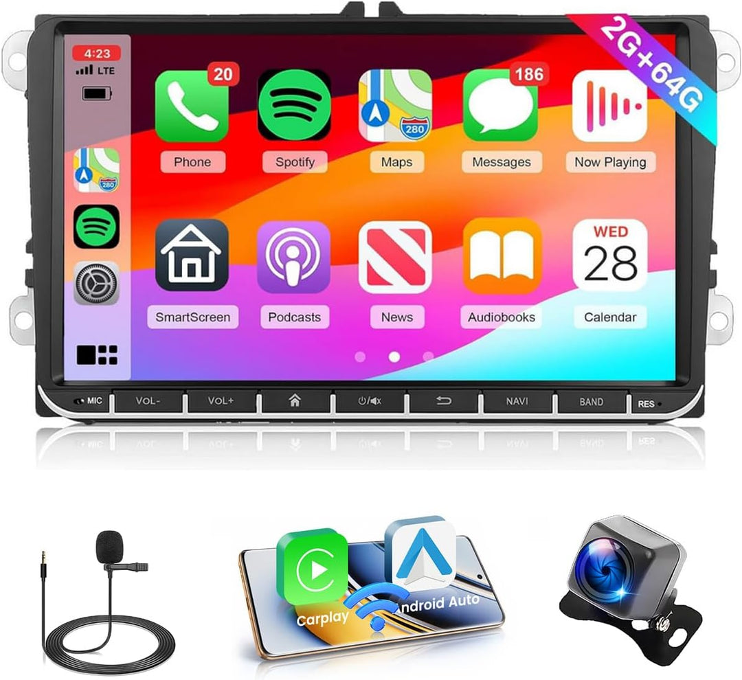 [2+64G] Android 13 Carplay Autoradio für VW Golf 5 Golf 6 Skoda Passat Polo Radio, Wireless Android