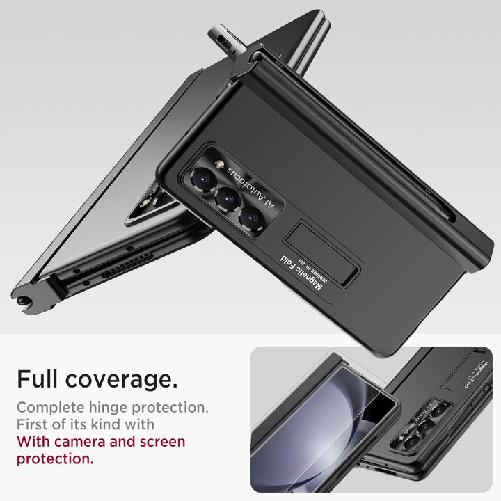 Miimall Kompatibel mit Samsung Galaxy Z Fold 5 Hülle mit S Pen+Displayschutz+Kameraschutz, [Scharnie