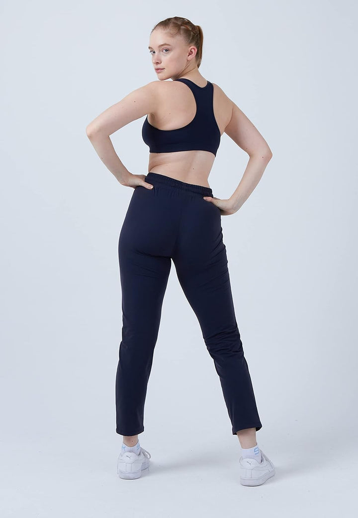 Sportkind Mädchen & Damen Tennis, Fitness, Sport Trainingshose lang mit Taschen, atmungsaktiv S Navy