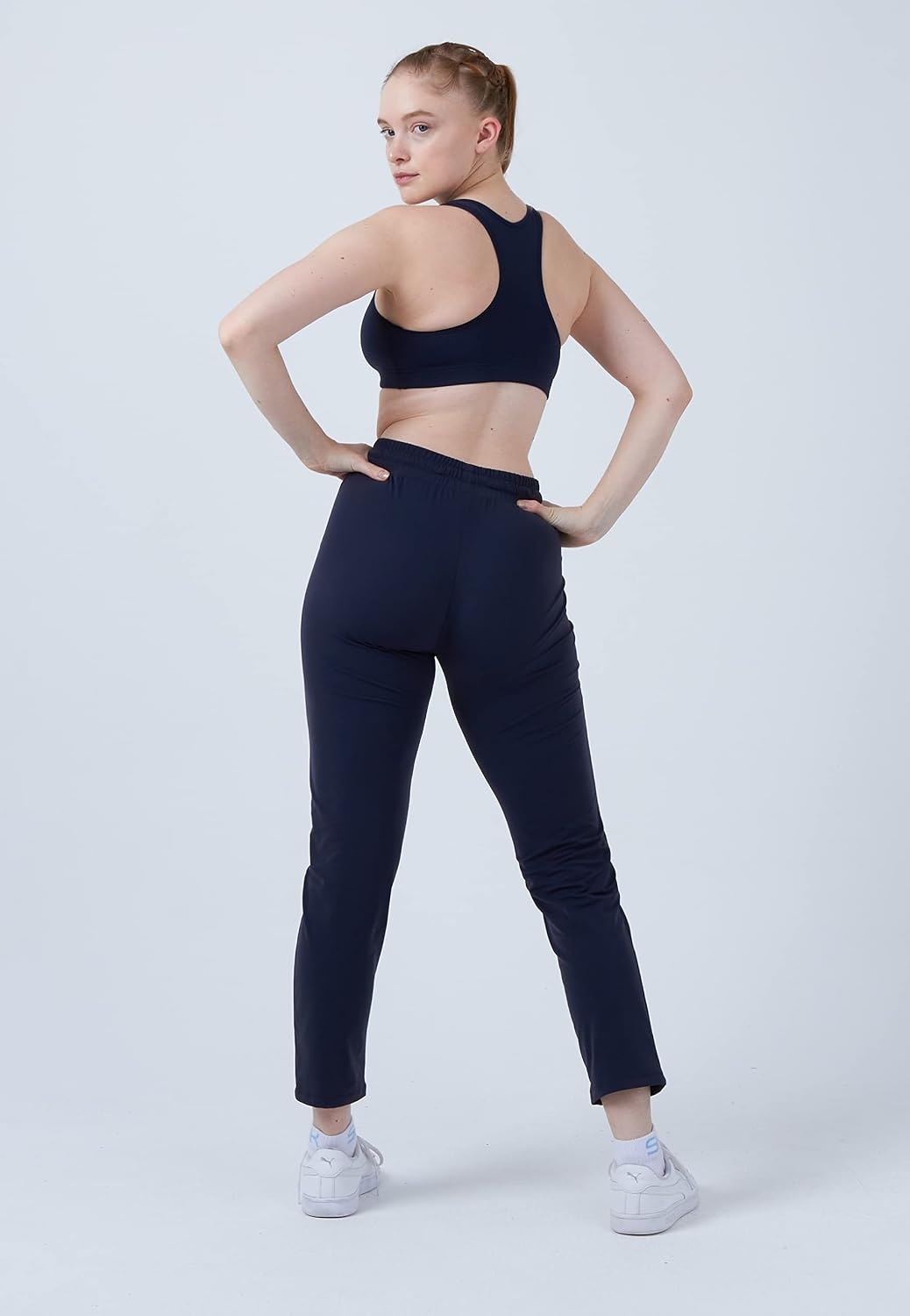 Sportkind Mädchen &amp; Damen Tennis, Fitness, Sport Trainingshose lang mit Taschen, atmungsaktiv M Navy