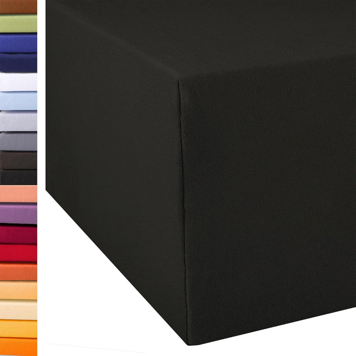 aqua-textil Exclusiv Spannbettlaken 90x200-100x220 cm anthrazit Jersey Baumwolle 230g/qm Spannbetttu