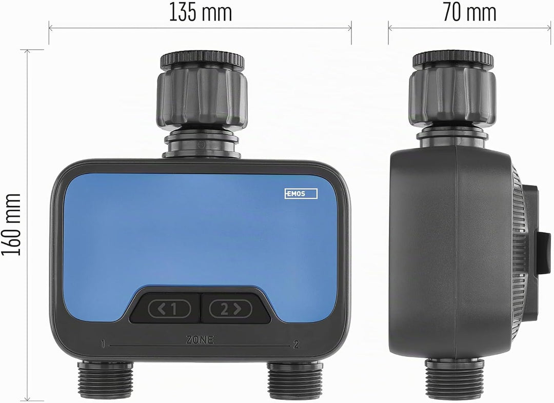 EMOS - smarte Bewässerungsuhr mit 2 Ausgängen mit App, Bluetooth - ZigBee-Hub erforderlich - Batteri
