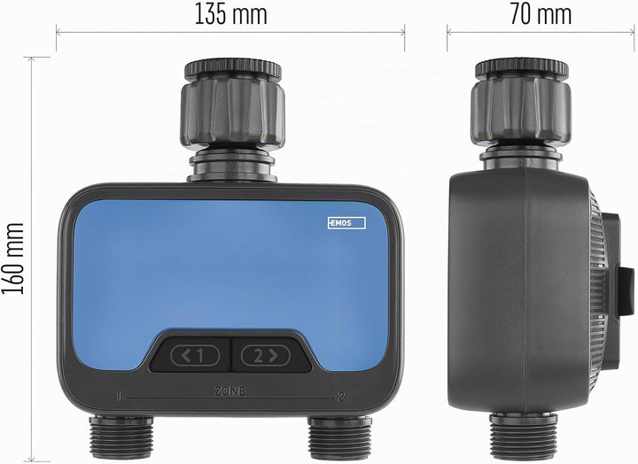 EMOS - smarte Bewässerungsuhr mit 2 Ausgängen mit App, Bluetooth - ZigBee-Hub erforderlich - Batteri