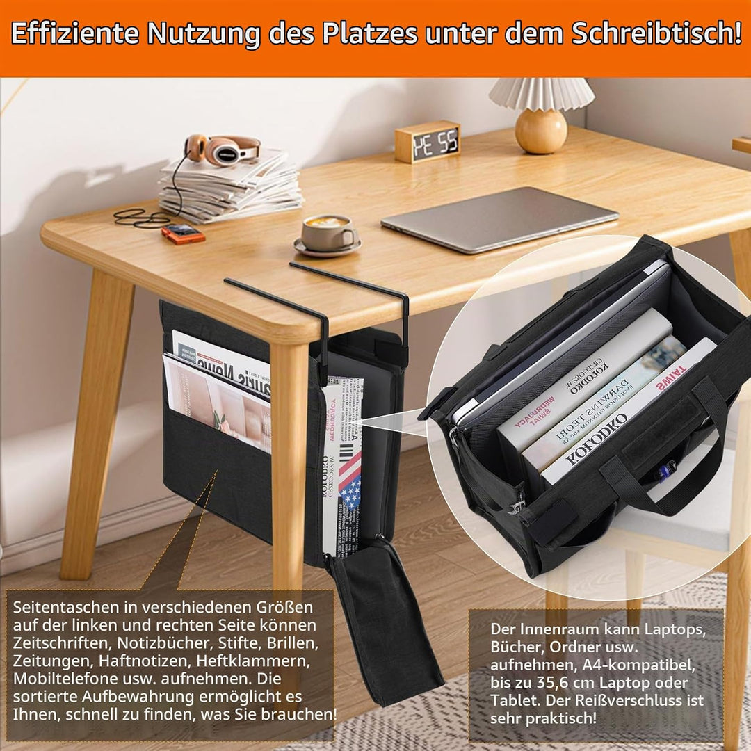 MASTLU Hängeorganizer Büro Organisation Unter Schreibtisch, Hängetasche Aufbewahrungstasche Betttasc