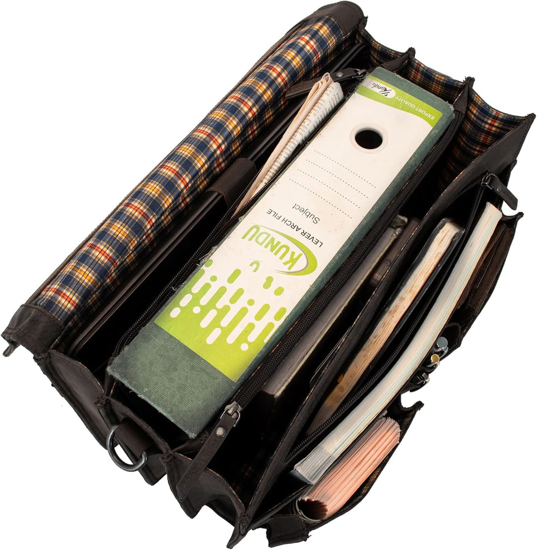 Marc Peter Amsterdam Aktentasche Leder XL Lehrertasche mit Laptopfach 15,6 Zoll grosse Ledertasche z