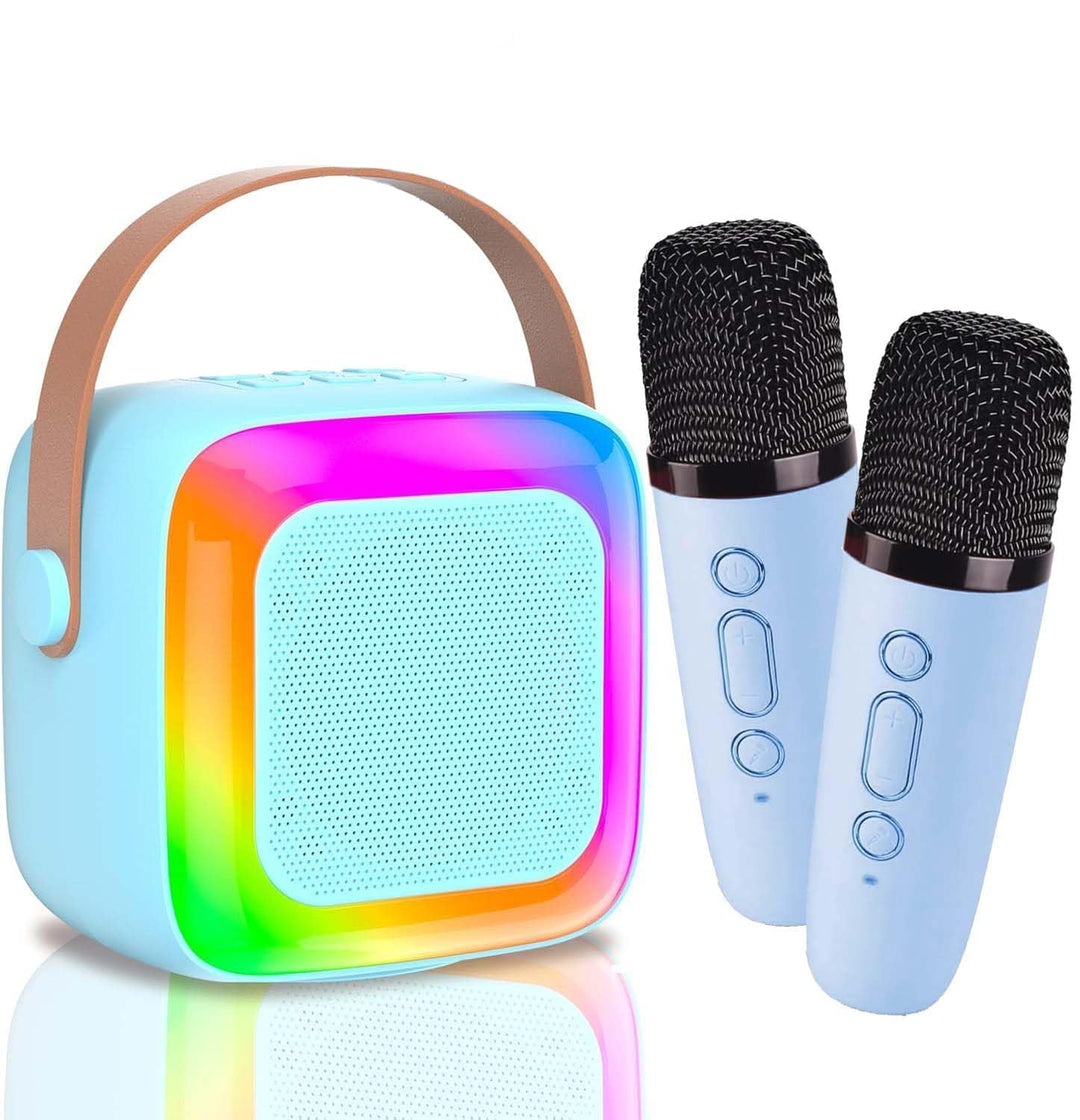 Karaoke Maschine für Kinder mit 2 Bluetooth Mikrofonen,Tragbare Kinder Karaoke-Lautsprecher,Mini Blu