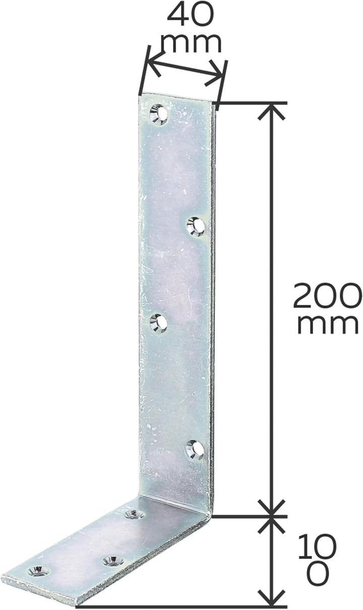 GAH-Alberts 333409 Balkenwinkel, ungleichschenklig, galvanisch gelb verzinkt, 100 x 200 x 40 mm / 20