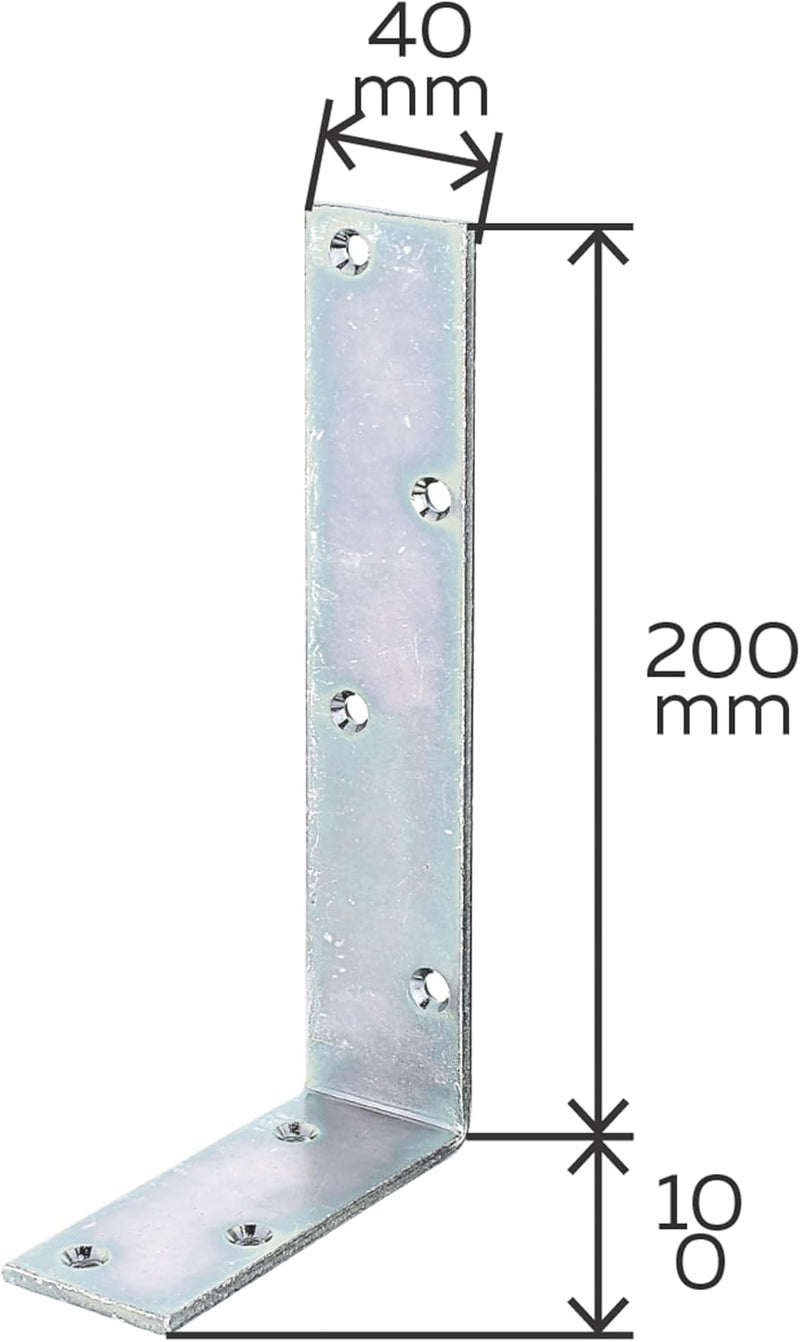 GAH-Alberts 333409 Balkenwinkel, ungleichschenklig, galvanisch gelb verzinkt, 100 x 200 x 40 mm / 20