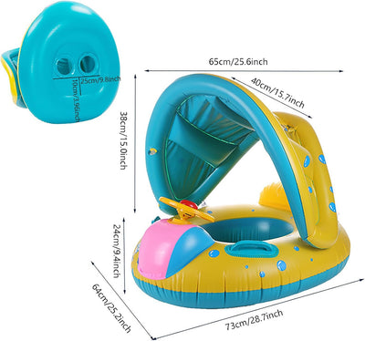 Schwimmring Baby mit Abnehmbarem Sonnendach, UPF50+ Sonnenschutz, Kinder Schwimmsitz mit Sonnendach,