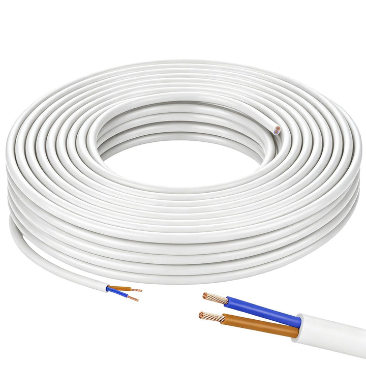 Elektrischer Draht 2 Adrig Kabel 2×0,75mm² 10M 18AWG 300V/500V Kupferdraht Weiss - 2×0,75mm², Weiss