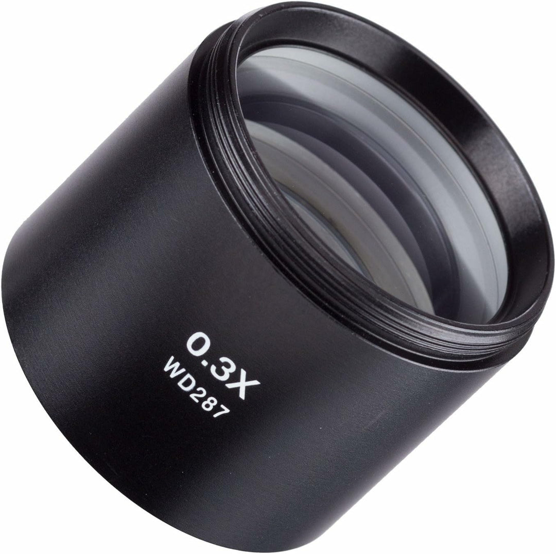 AmScope ZM03 Barlow-Objektiv für Stereomikroskopköpfe der ZM-Serie, 48mm Durchmesser, 0.3X