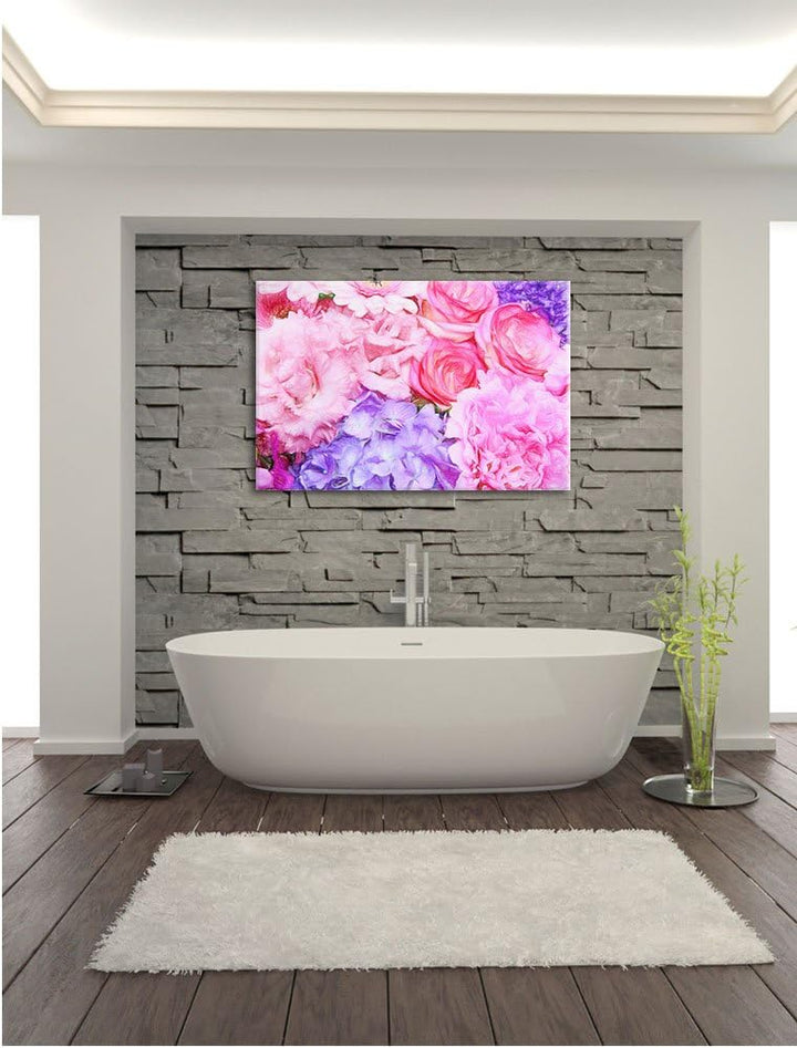 Pixxprint prachtvoller Blumenstrauss Kunst Buntstift Effekt, Format: 100x70 auf Leinwand, 100x70