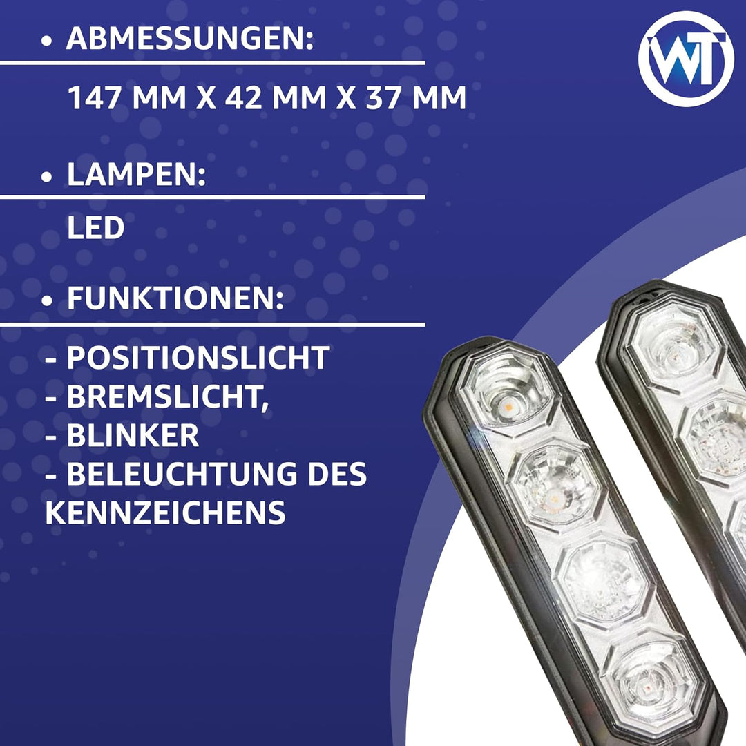 2 Stück Rückleuchten Anhänger - LED-Rückleuchten, Lampe links und rechts - Rücklicht Integrierte 12V