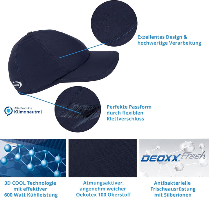 E.COOLINE Powercool SX3 kühlendes Basecap | Kühlende Mütze für Erwachsene | Mobile Klimaanlage für d