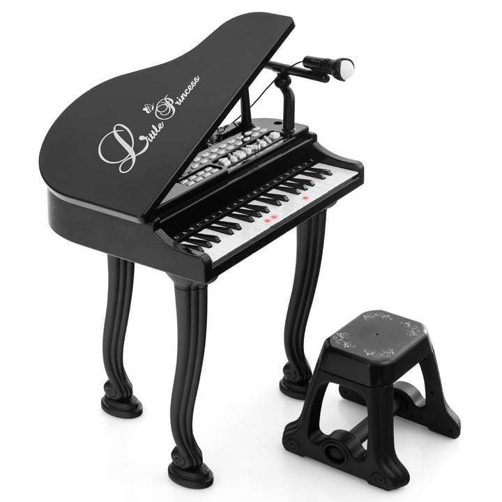 DREAMADE 37 Tasten Keyboard Kinder, mini E-Piano mit Hocker & Mikrofon & 3 Lehrmodi & 8 Rhythmen & A