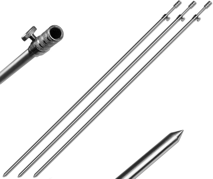 1-4 Stück Rutenhalter Bankstick Alu 45-120cm 9.5/6mm Chrome 3 Stück / 45 - 75cm, 3 Stück / 45 -