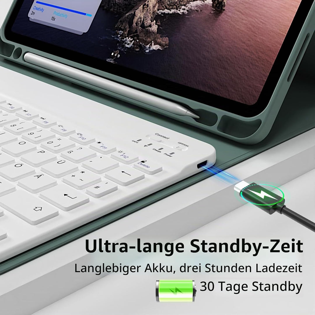 Hülle mit Tastatur für iPad Pro 11 4. / 3. / 2. Generation 2022/2021/2020 mit stifthalter, Magnetisc