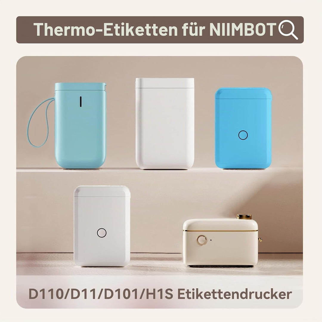 NIIMBOT Thermo Etiketten Selbstklebend, 12 x 22mm Etikettendrucker Thermopapier Kompatibel mit dem D