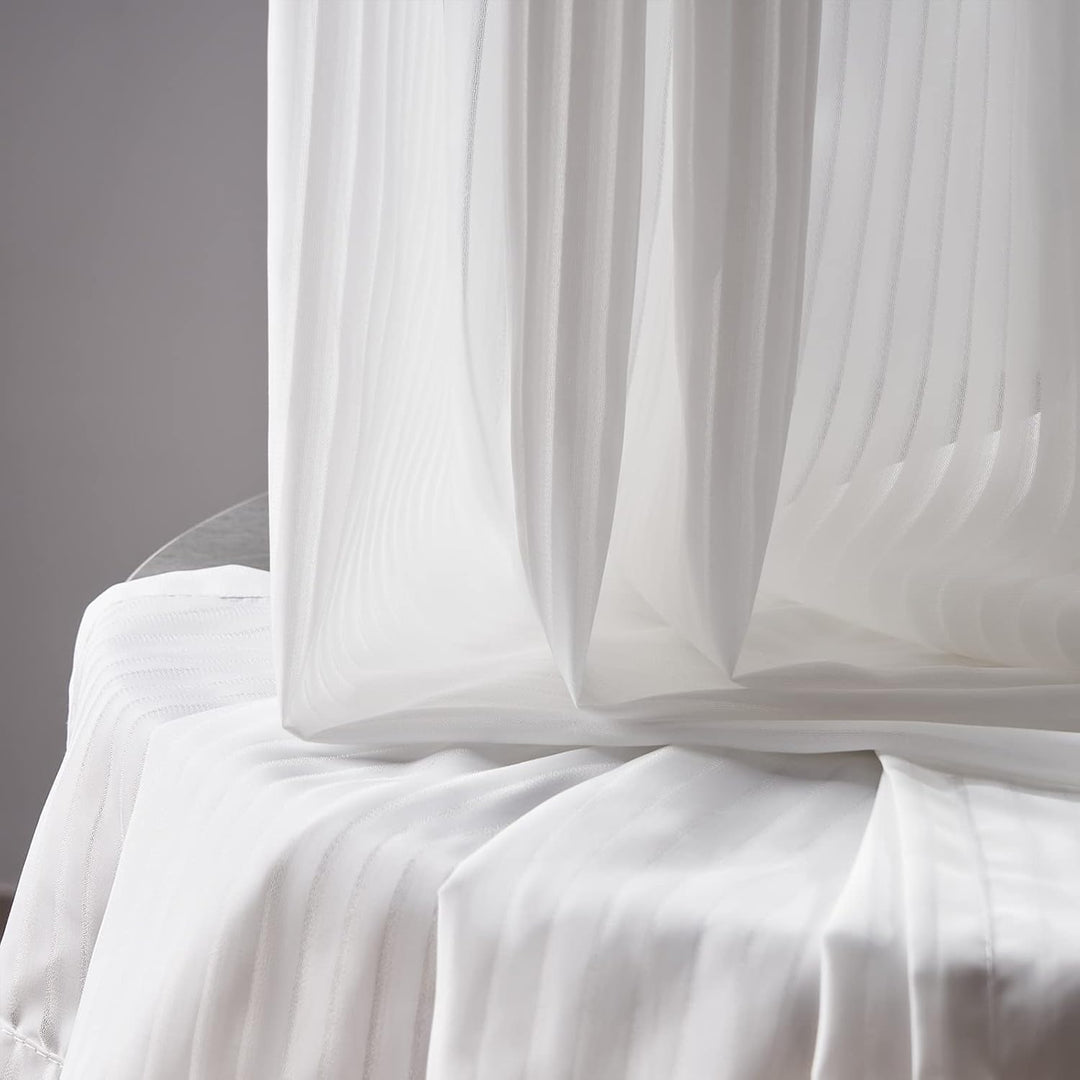 Topfinel Gardinen mit Ösen Vorhang Weiss Transparente Vorhänge Schlafzimmer Gardine Wohnzimer 225 cm