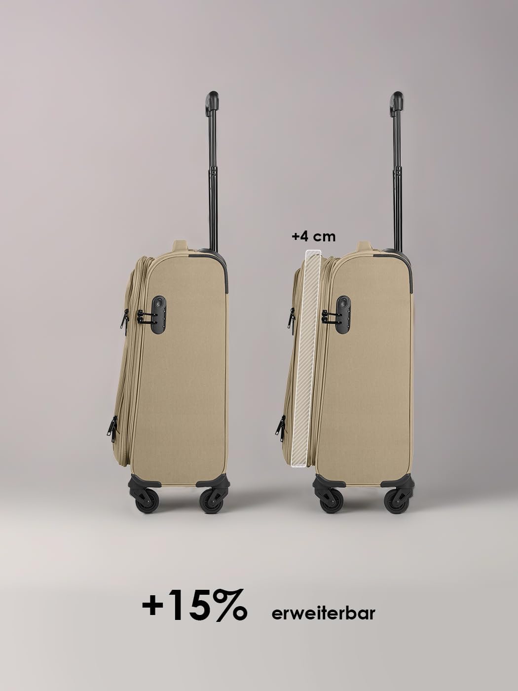 SMARTBOX Weichgepäck Kabinen-Koffer für Damen & Herren | Kleiner Cabin-Trolley 36 x 23 x 57 cm | 4 R