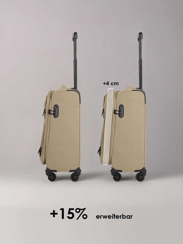 SMARTBOX Weichgepäck Kabinen-Koffer für Damen & Herren | Kleiner Cabin-Trolley 36 x 23 x 57 cm | 4 R