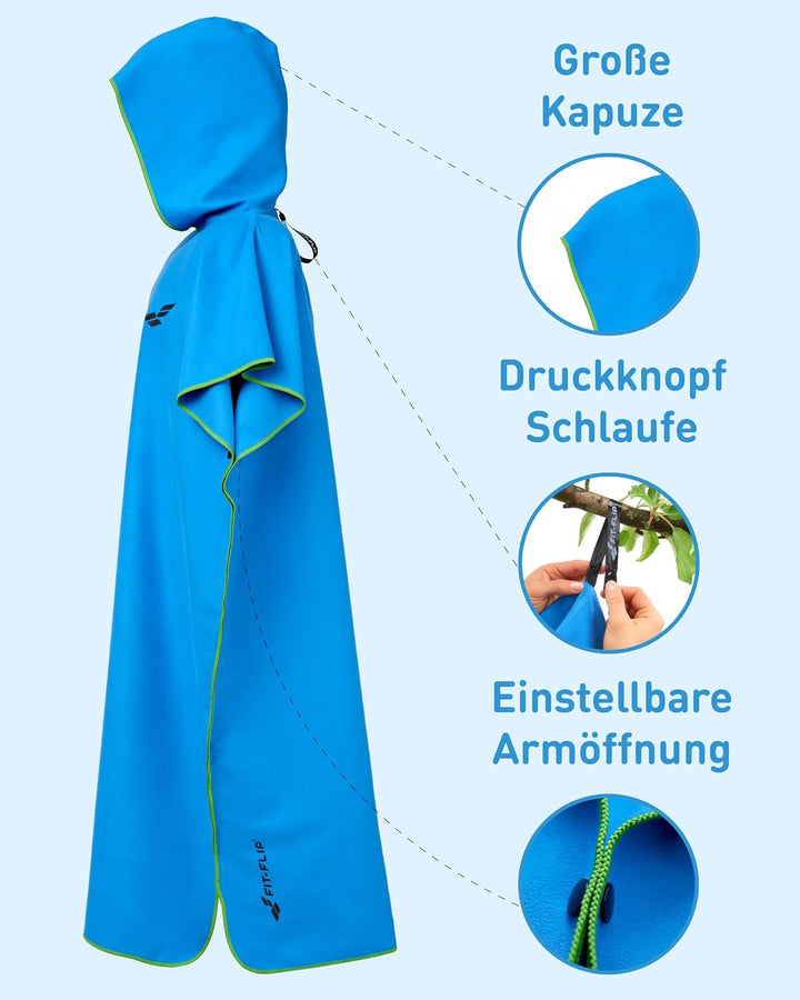 Fit-Flip Umziehhilfe Strand – Ultraleicht und schnelltrocknend – Surf Poncho Herren und Damen, Umkle