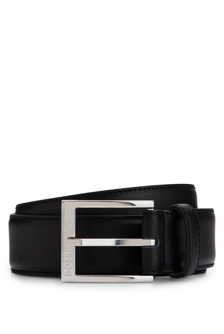 BOSS Herren Ellotyo Sz35 Gürtel aus italienischem Leder mit Logo-Schliesse 105 Black1, 105 Black1