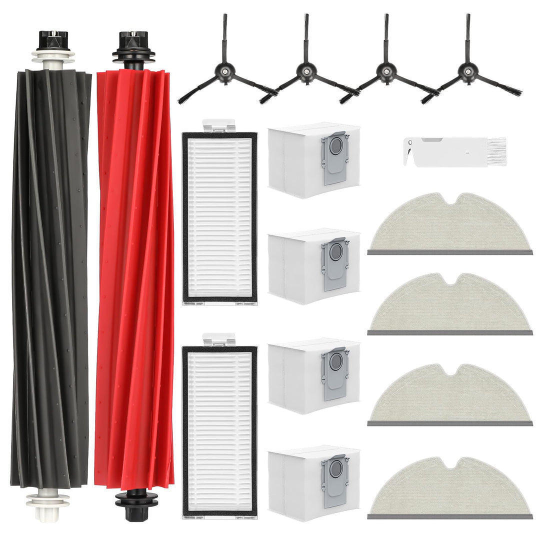 17 Stück Zubehör für Roborock Q5 Pro+ /Q5 Pro/ Q8 Max+ /Q8 Max Staubsauger, 2 Hauptbürsten, 2 HEPA-F