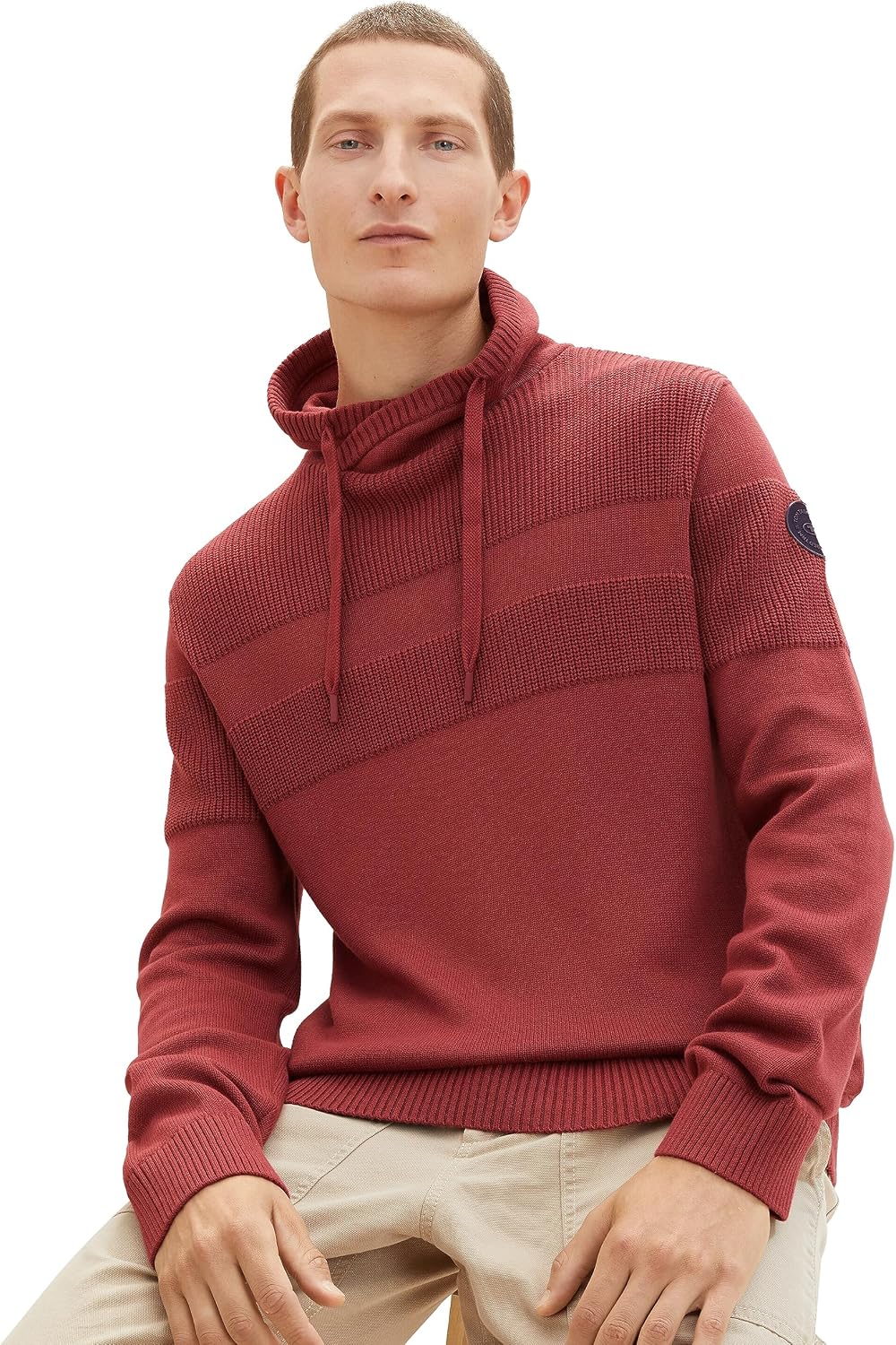 TOM TAILOR Herren 1038247 Strick-Snood aus Baumwolle (1er Pack) L 32220 - Burned Bordeaux Red, L 322
