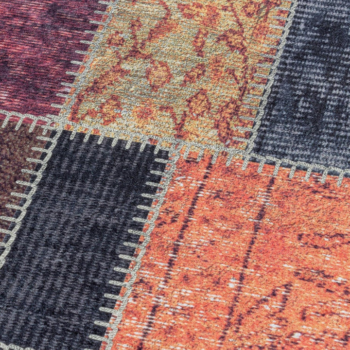 Carpetsale24 Waschbarer Kurzflor Teppich Multi 160x230 cm Patchwork Design mit Rutschfester Rückseit