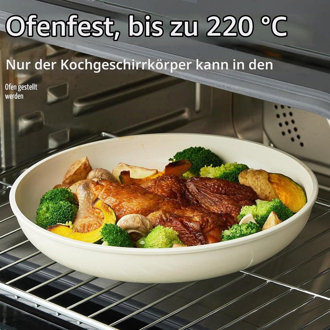 Keramik Topfset Pfannenset, 9-teilig Ungiftiges Töpfe &amp; Pfannen, Antihaftbeschichtet Camping Pfanne