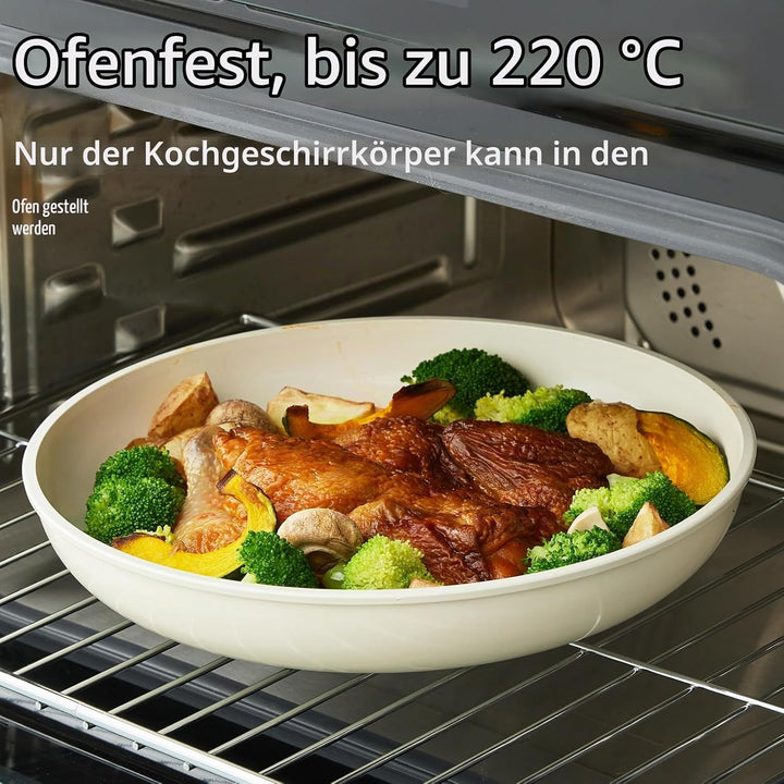 Keramik Topfset Pfannenset, 9-teilig Ungiftiges Töpfe &amp; Pfannen, Antihaftbeschichtet Camping Pfanne