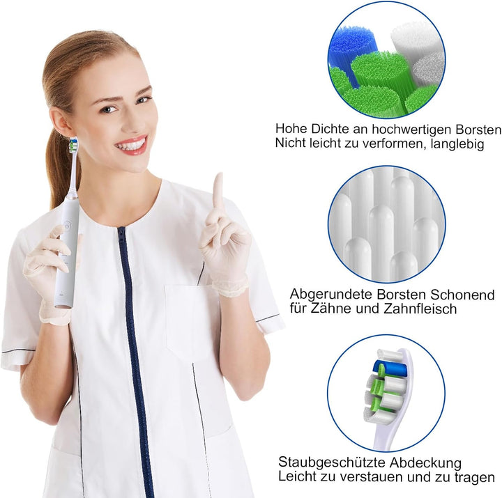 16er Precision Clean Ersatzbürsten Kompatibel mit Philips Sonicare Schallzahnbürste, 8er Schwarz und
