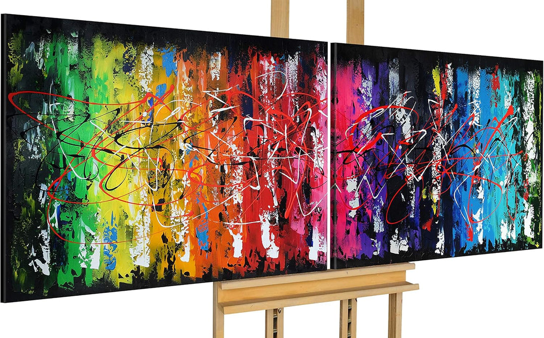 Monica Mirafiori I 100% HANDGEMALT I Gemälde Rainbow Abstract 160x60cm | Gemälde Handgemalt | Acrylg
