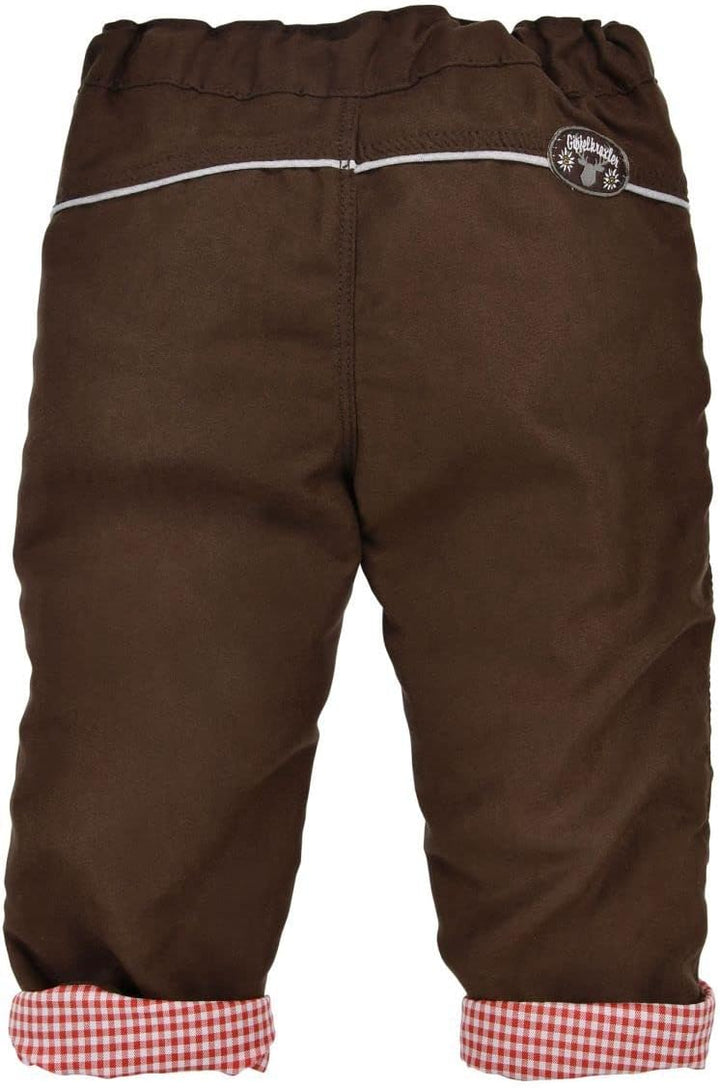 Baby-Trachten Laufhose gefüttert in Lederhose-Look Trachtenmode für Babys & Kleinkinder Brown 62, Br