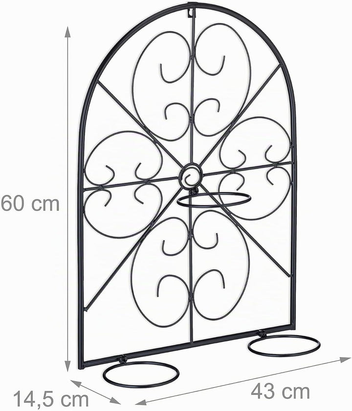 Relaxdays Blumentopfhalter, für 3 Blumentöpfe Ø 11,5 cm, Wand Topfhalter, Metall, Retro Blumentopfha