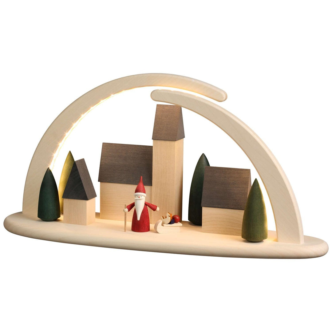 Seiffener Volkskunst | LED Lichterbogen Schwibbogen 42x21cm | Original Erzgebirgische Volkskunst | 1