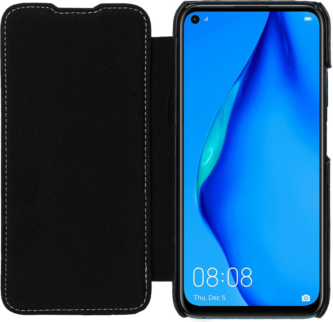 STILGUT Book Case kompatibel mit Huawei P40 lite Hülle aus Leder zum Klappen, Klapphülle, Handyhülle