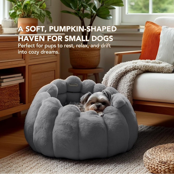 PETNOVO Katzenbett Rund 50 x 50 x 30 cm, Flauschiges Donut Katzenbett aus Kaninchenfell-Optik Plüsch