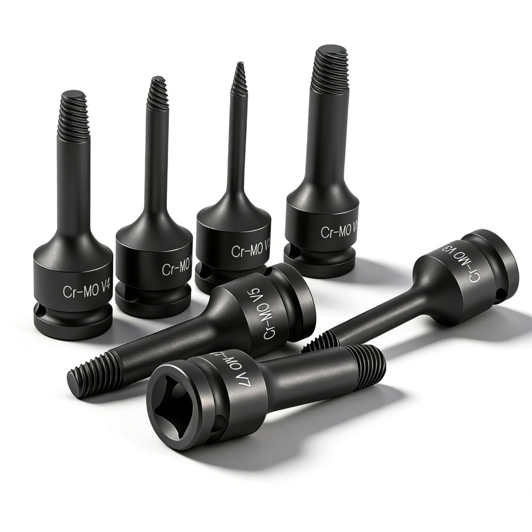 7 Stück Schraubenausdreher Set Profi, 12,5 Mm 1/2 Zoll Vierkantkopf Beschädigter Schraubenauszieher