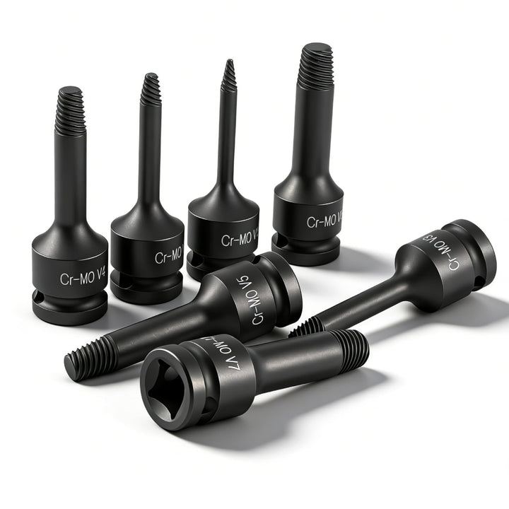 7 Stück Schraubenausdreher Set Profi, 12,5 Mm 1/2 Zoll Vierkantkopf Beschädigter Schraubenauszieher