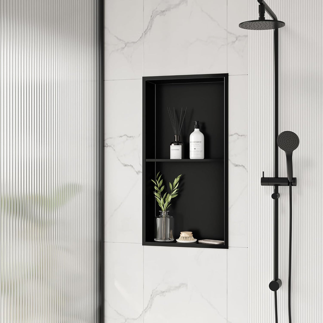 Neodrain Wandnische Dusche Edelstahl Duschnische Doppelregal Wandnische Schwarz Lagerung für Badezim