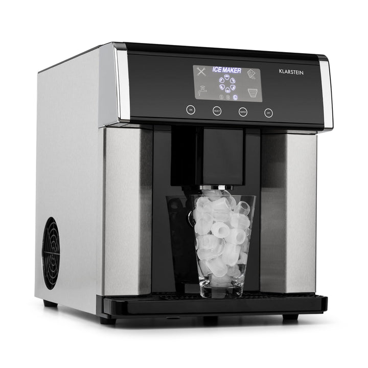 Klarstein Eiszeit Eiswürfelmaschine - Eiswürfelbereiter mit LCD-Display, Crushed Ice Maschine, Eiska